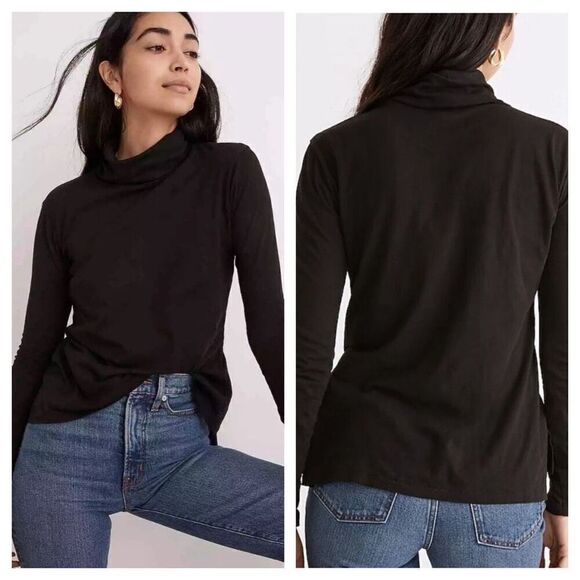 Madewell Whisper Cotton Turtleneck Sz Small black - Picture 1 of 9